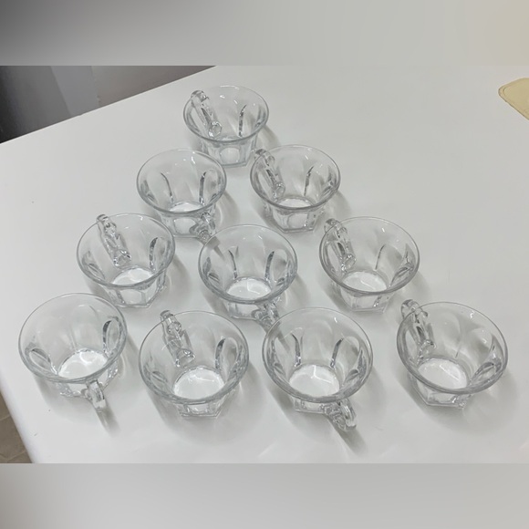 Lot of 10 Great Depression Era Vintage Hexagonal Flat Bottom Glass Punch Cups - Picture 5 of 16